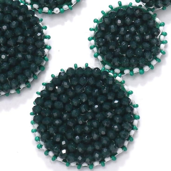 Pine Green Beaded Triple Tier Earrings Bohemian Bold Boho Statement Jewelry New - Picture 3 of 10